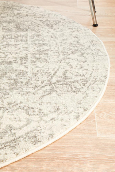 Camilla Transitional Grey & White Distressed Round Rug